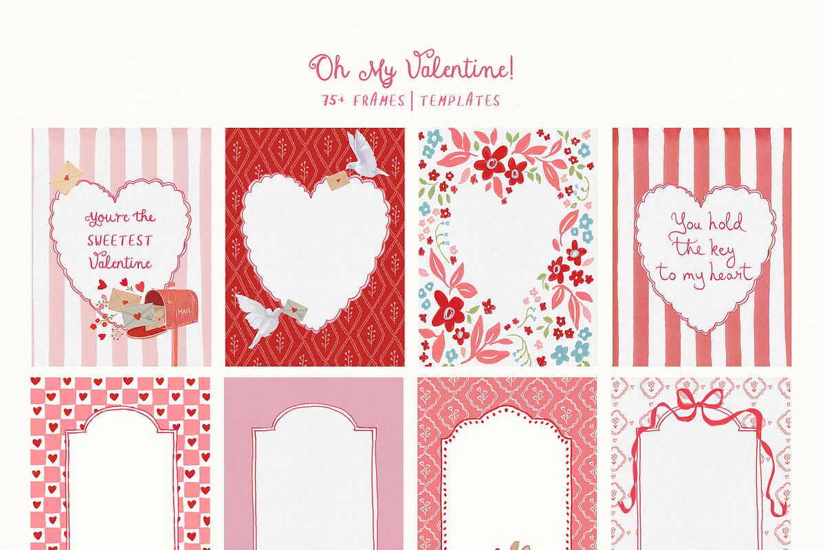 Valentine's Day Frames Cards Clipart, a Decorative Illustration by whiteheartdesign (Photo 17 of 23)