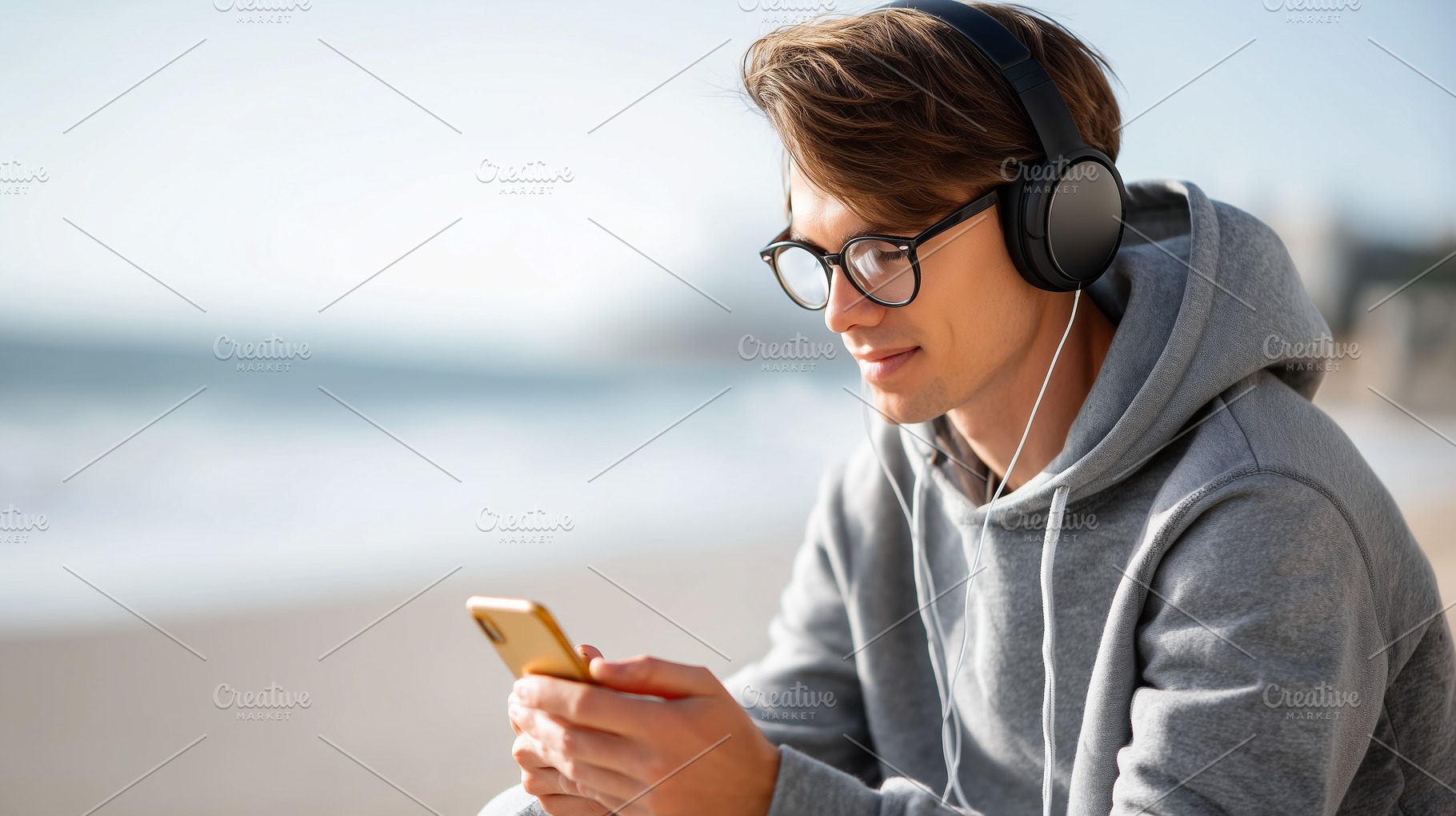 Young man with headphones, a Person Photo by MistyDay