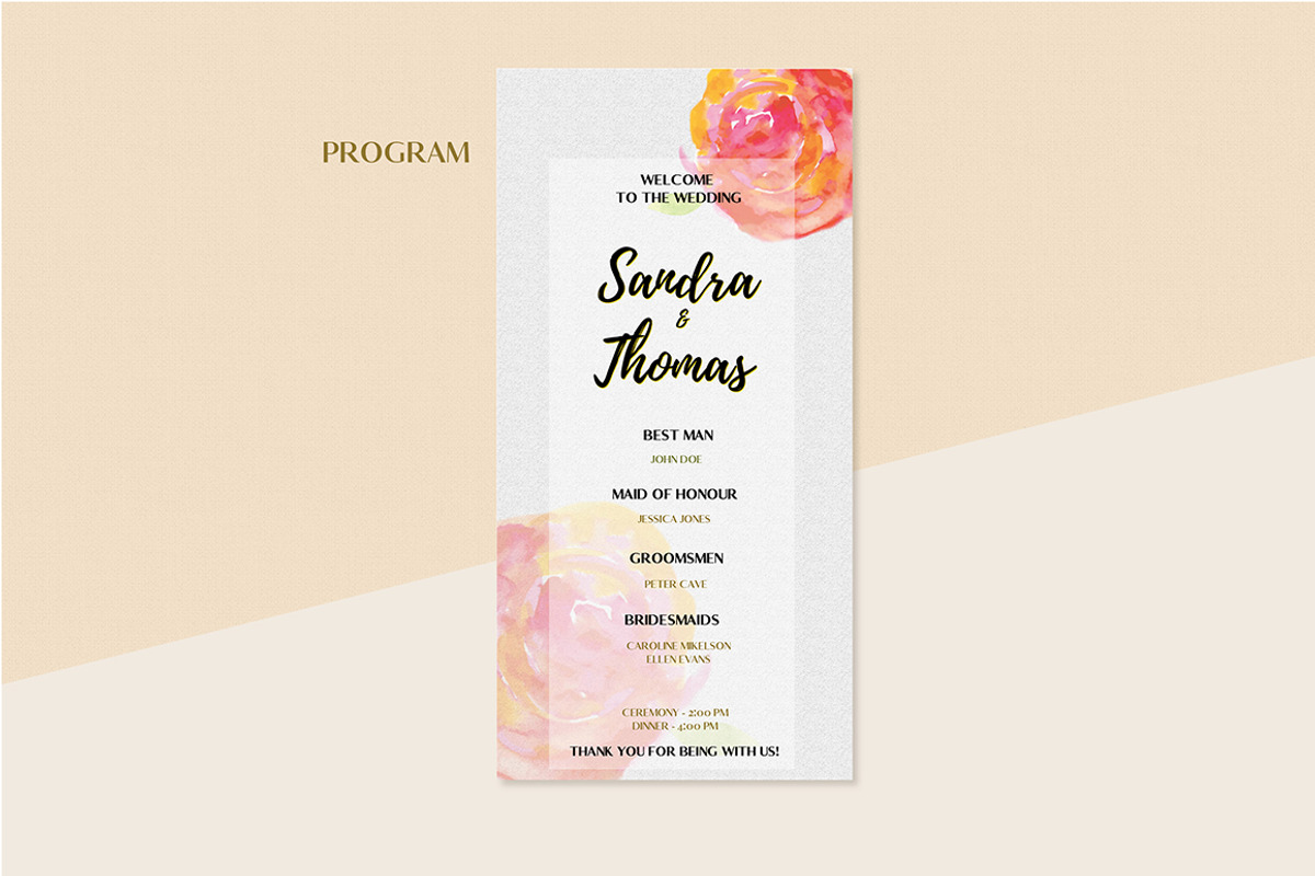 Floral Wedding Invitation Set, an Invitation Template by land art (Photo 8 of 24)
