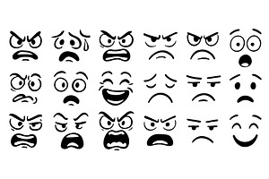 Cartoon Face Expressions Vector Set, an Object Illustration by Lemberg Vector