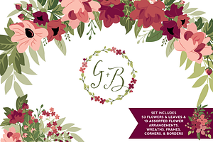 Blush & Burgundy Flowers & Greenery