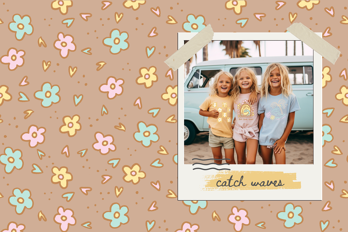 Girls Surf print pattern collection, a Decorative Illustration by Coco & Cub Studio (Photo 7 of 13)