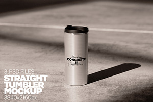 Silver Straight Tumbler Mockup
