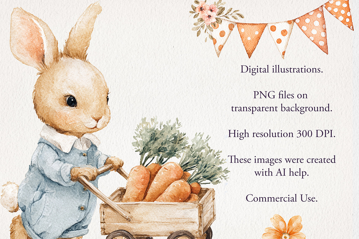 Carrot Easter Clipart 47 PNG, 5 JPG, a Seasonal Illustration by EleSArtDesign (Photo 3 of 5)