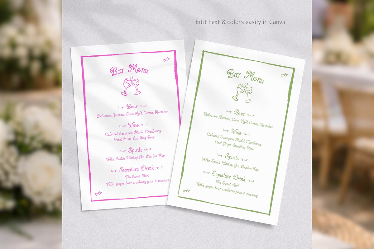 Wedding Bar Menu Canva bd002, a Card Template by TyphoonStudio (Photo 6 of 8)