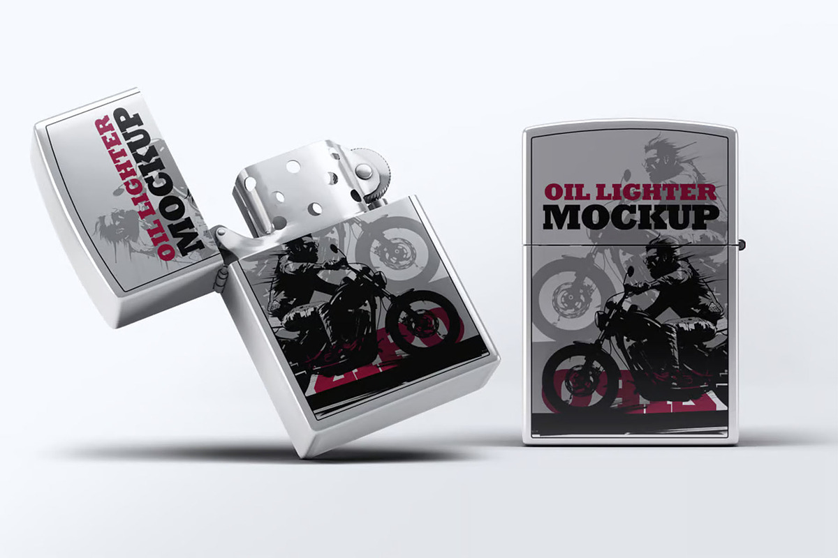 Steel Oil Lighter Mock-Up, a Product Mockup by Se٧enStudio (Photo 5 of 8)
