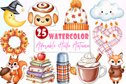 Adorable Hello Autumn Clipart, an Illustration by Watercolor design (Thumbnail 1 of 6)