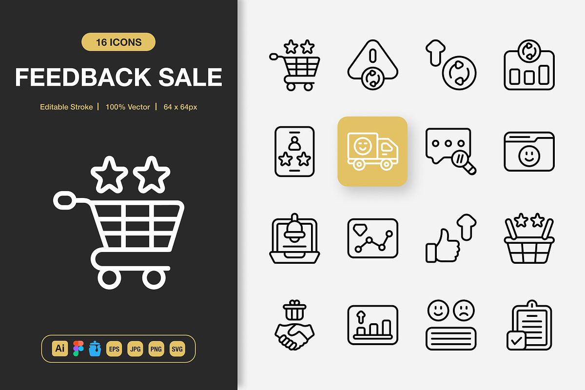 Feedback Sale Icons, an Outline Icon by Spacepixel Creative