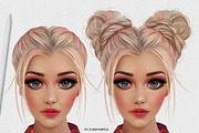 Procreate bun hairstyle brushes, a Brush Add-On by sundrameda (Thumbnail 4 of 5)
