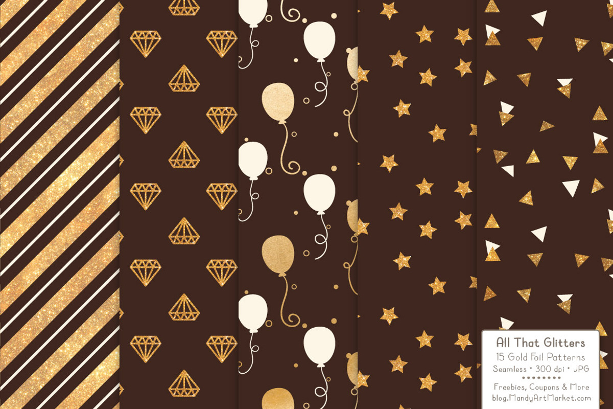 Chocolate Gold Foil Digital Papers, a Pattern Graphic by Amanda Ilkov (Photo 2 of 4)