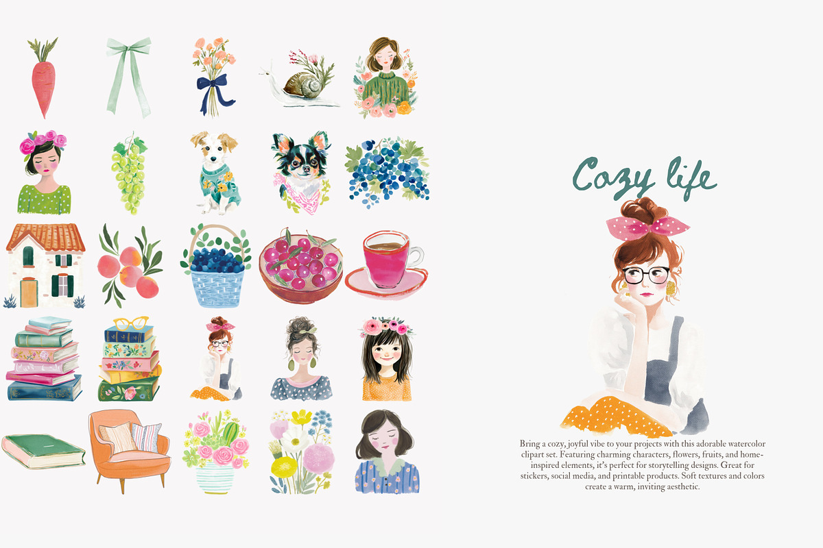 Cozy life clipart bundle, a Decorative Illustration by Patishop Art (Photo 2 of 10)