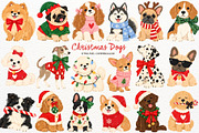 Christmas Dogs Clipart Holiday Pets, an Animal Illustration by SugarCloudStudioArt (Thumbnail 1 of 6)