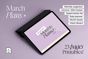 Monthly Planner - March 2024, a Poster Template by Roumec Estudio