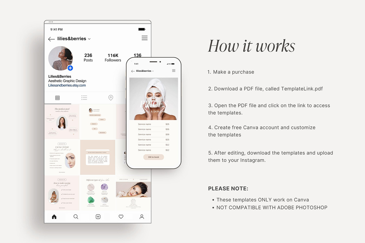 Esthetician Instagram templates, a Social Media Template by LiliesandBerries (Photo 5 of 23)