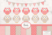 Coral Owl Vectors & Papers, an Animal Illustration by Amanda Ilkov (Thumbnail 1 of 3)