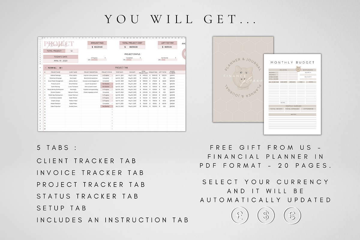 Client Tracker Spreadsheet, a Templates & Theme by BRANDcontent (Photo 6 of 8)