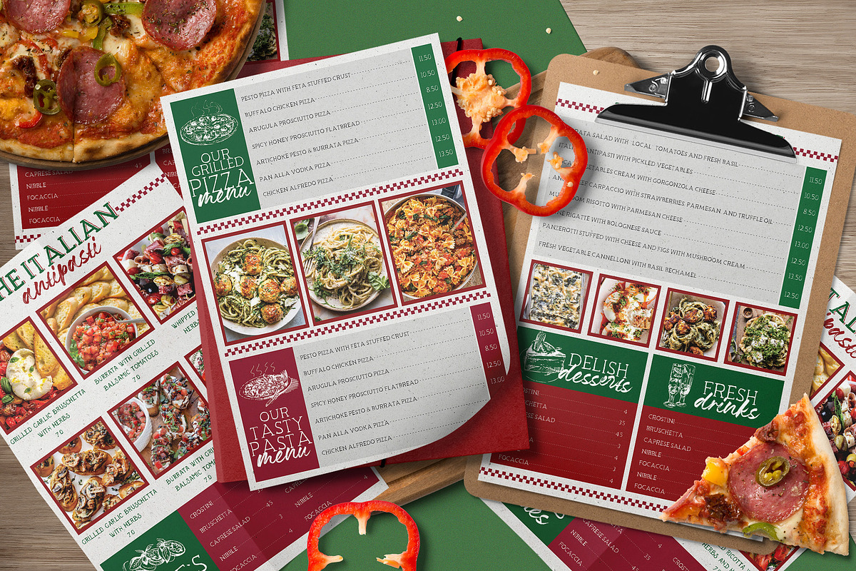 Rustic Italian Food Menu, a Brochure Template by BlueRobinStudio