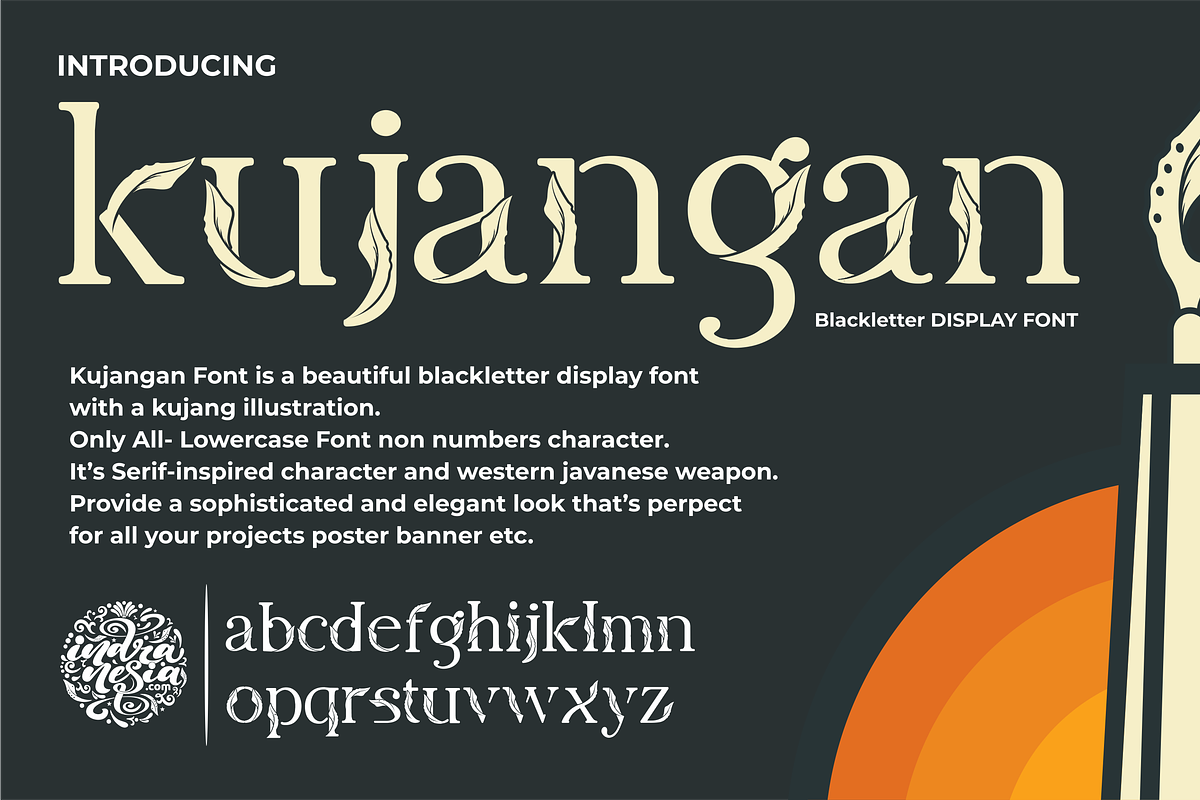 Kujangan - Blackletter Display Font, a Blackletter Font by indranesia (Photo 1 of 3)