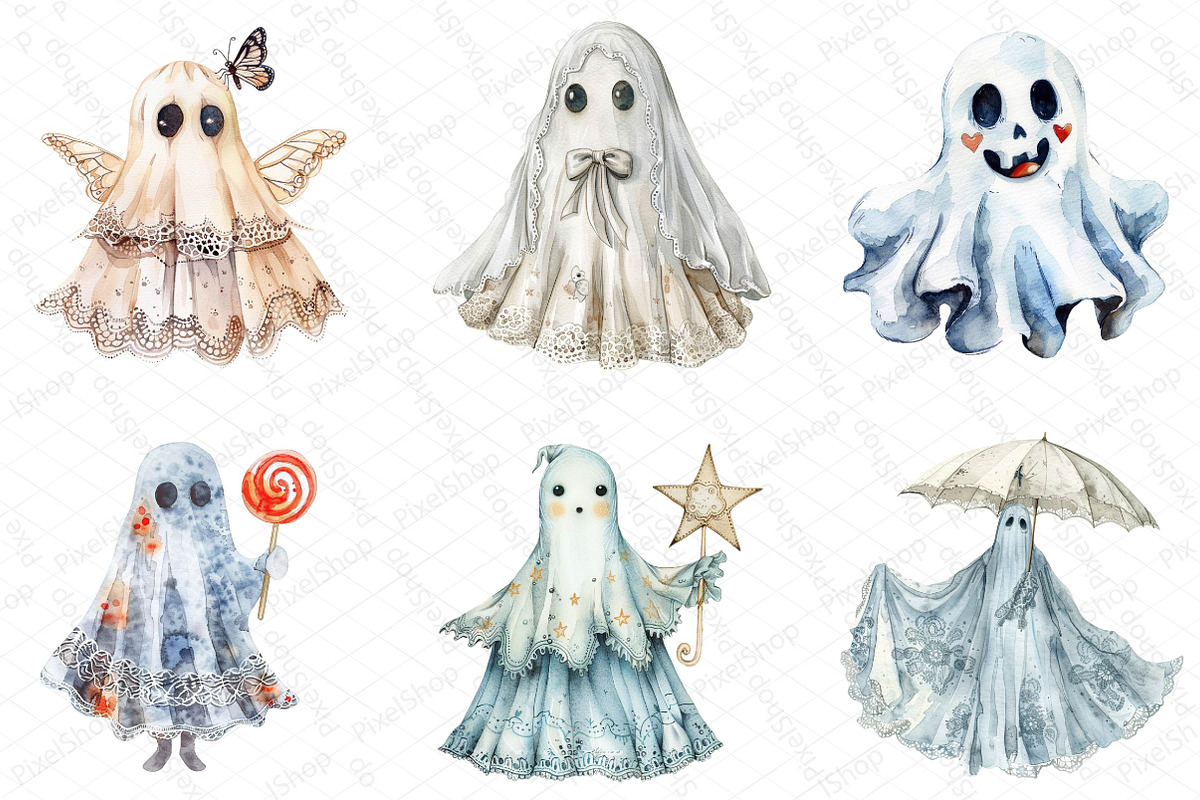 Cute Halloween Lace Ghost Png Clipar, an Illustration by DreamPrint404 (Photo 6 of 7)