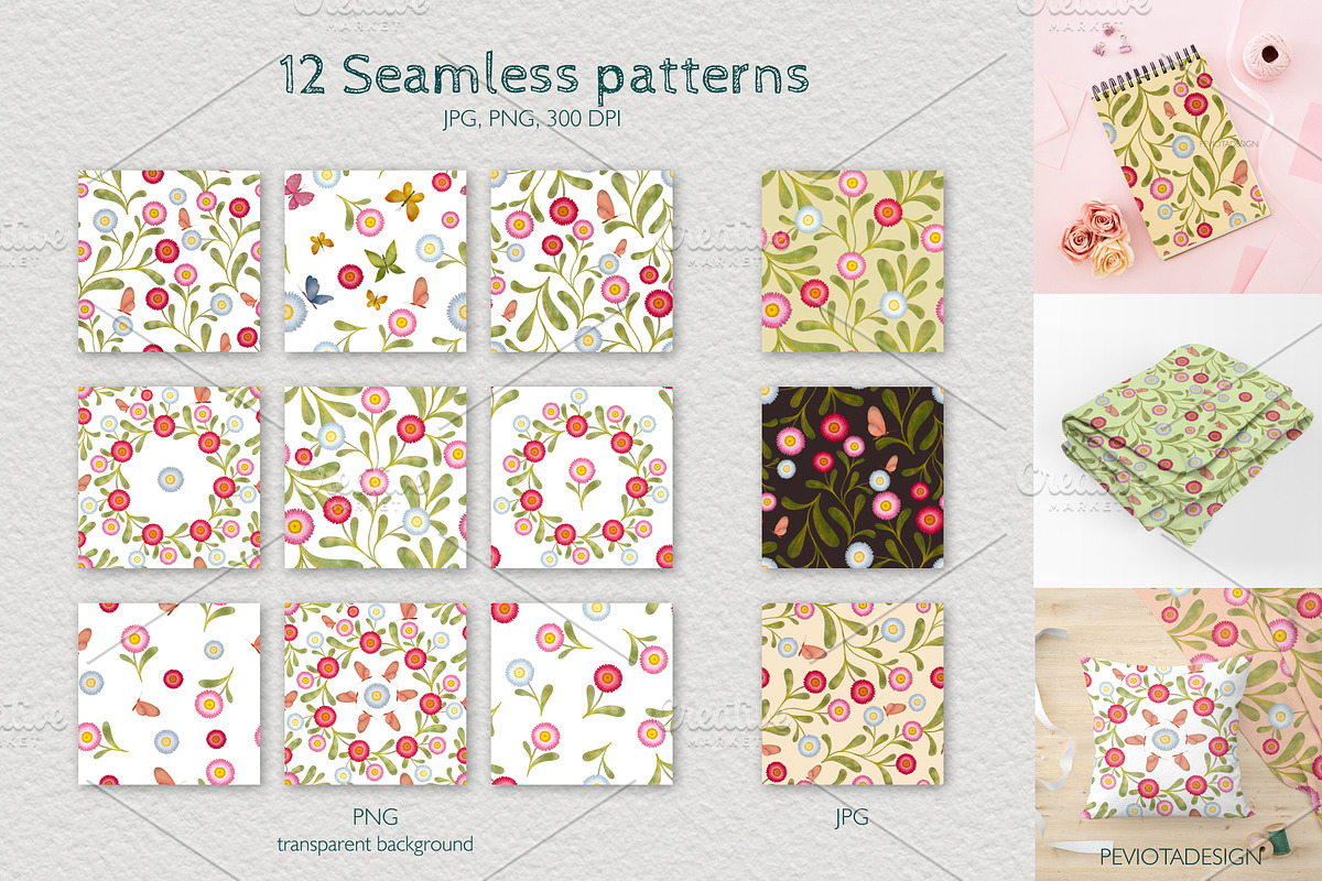 Tiny flowers, butterflies and leaves, a Seasonal Illustration by Peviotadesign (Photo 5 of 8)