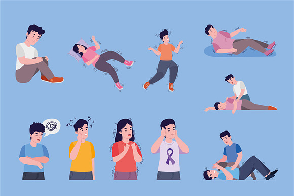 People Epilepsy Illustration Set preview 4