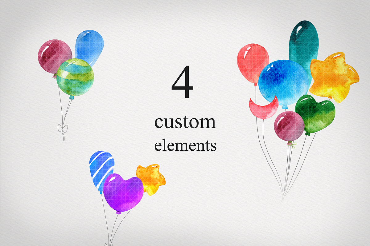 Watercolor baloon set, an Object Graphic by Germesia arts store (Photo 2 of 5)