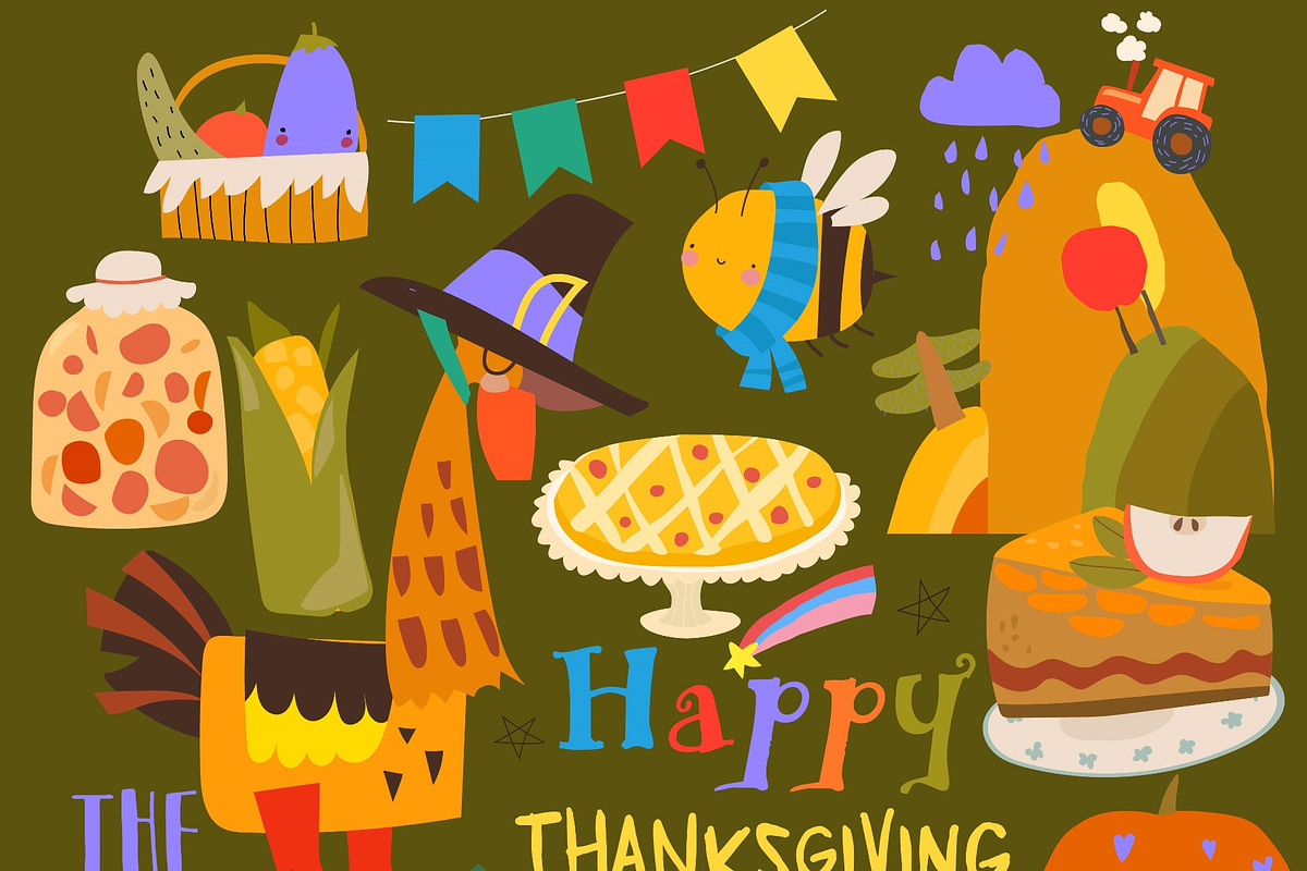 Cute Thanksgiving Set Composed of, an Animal Illustration by Maria Starus (Photo 3 of 3)