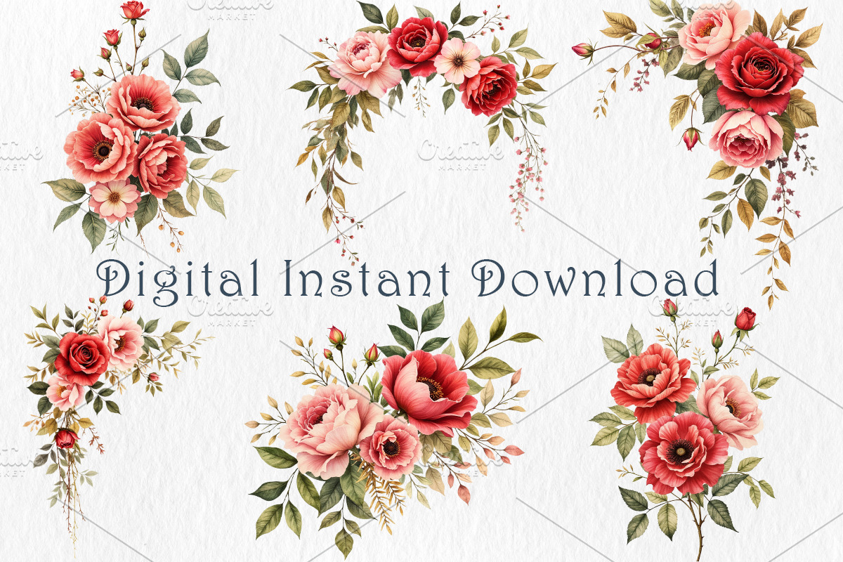 Romantic Roses Clipart Bundle., a Decorative Illustration by GalaDesign03 (Photo 4 of 5)
