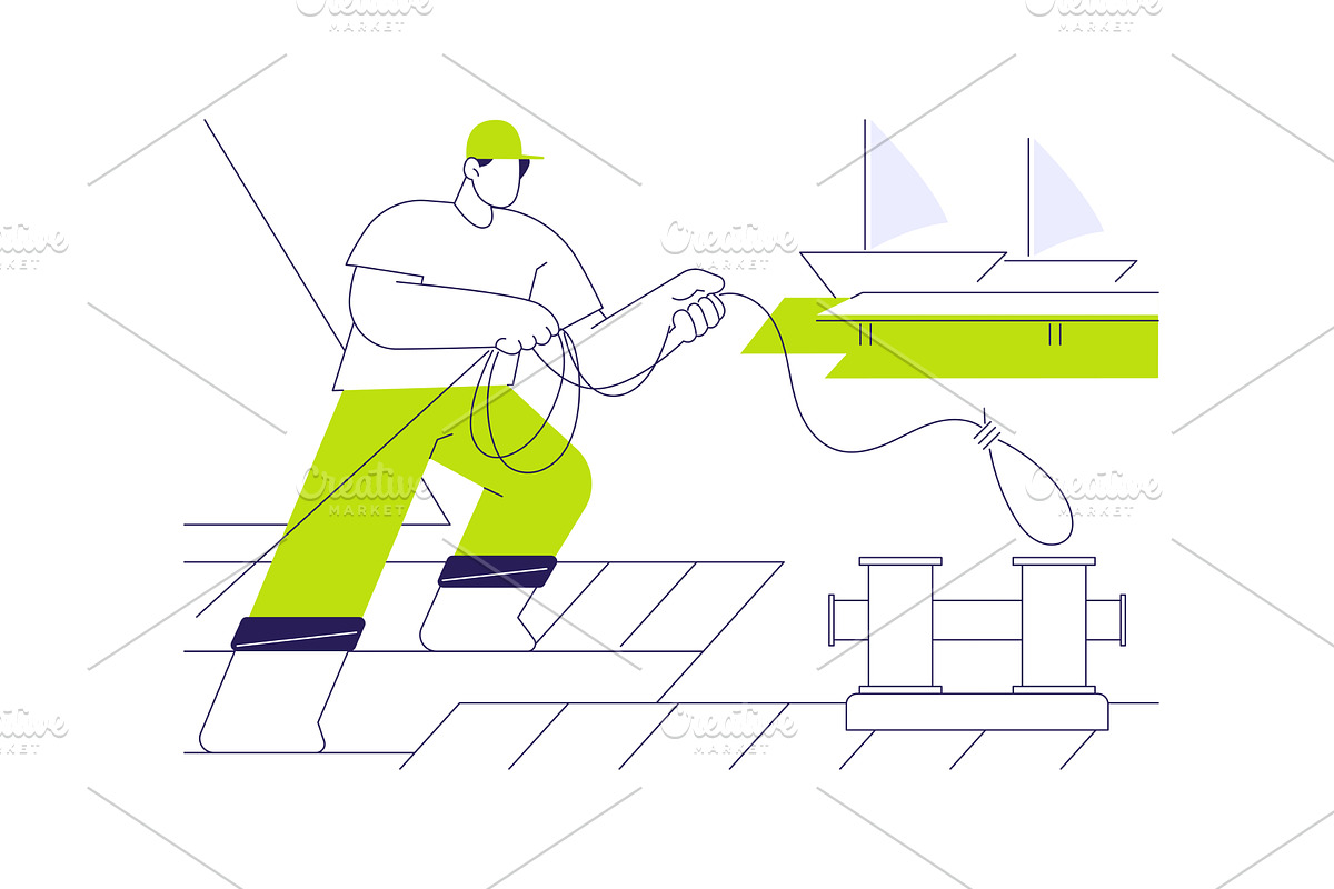 Yacht berthing abstract concept, a Transportation Illustration by Visual Generation