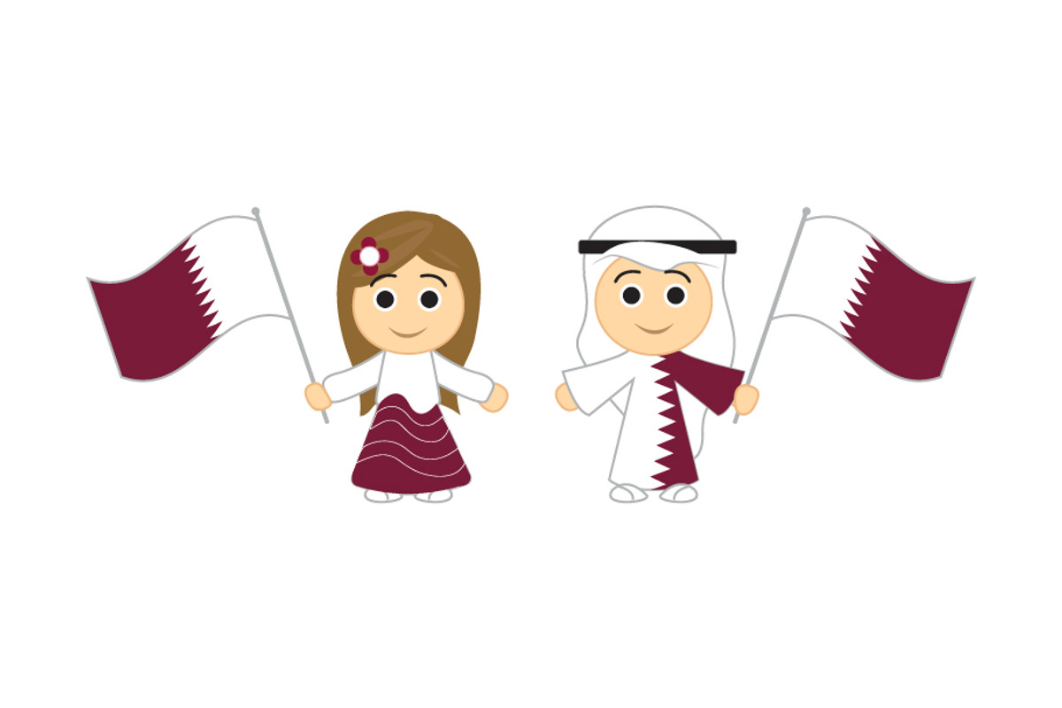 Qatar National Day Kids children, a Graphic by Logoworks