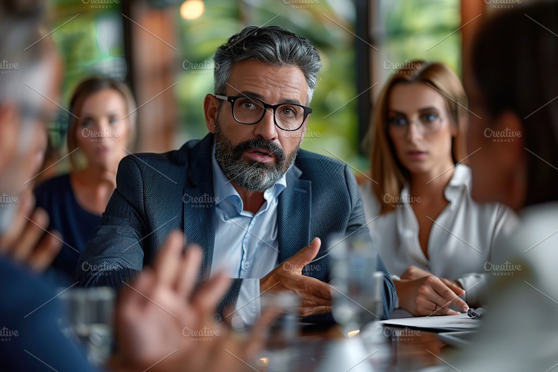 Portrait of business people standing as a team in modern office, a Business Photo by AlyaAnd