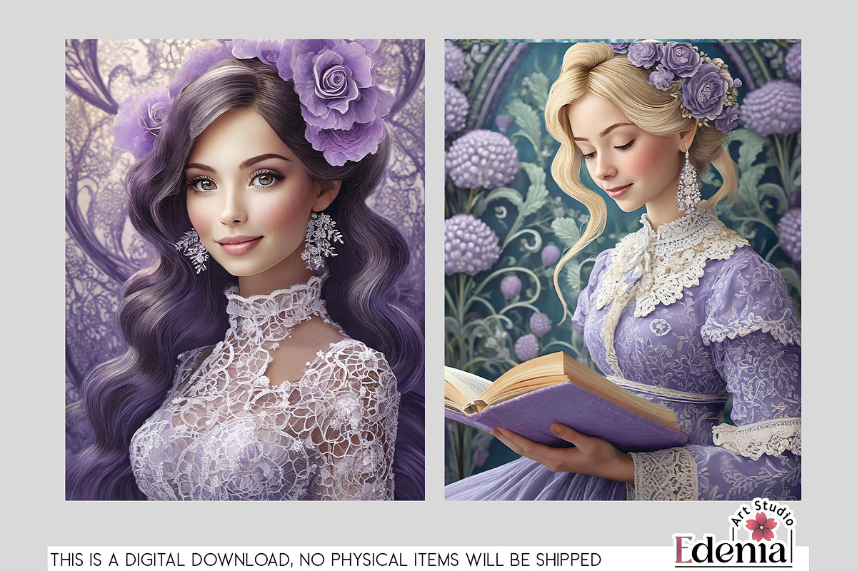 Lavender Female Characters Papers, a Wallpaper Graphic by EdeniaArtStudio (Photo 6 of 7)