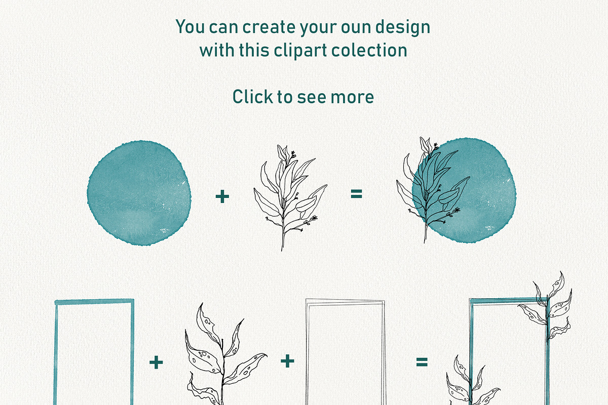 Lineart floral leaves patterns, a Texture Illustration by Dina Guiter (Photo 9 of 20)