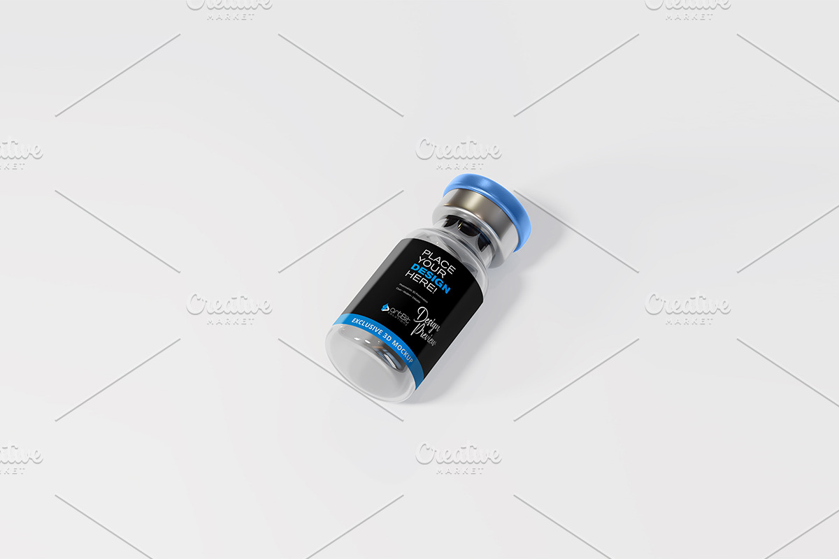 Vaccine Glass Vial Bottle Mockup Set, a Packaging Mockup by artBit Design Studio (Photo 2 of 7)
