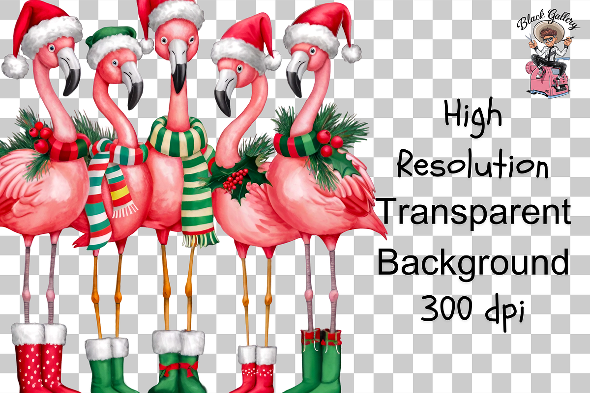 Flamingo Christmas PNG, an Illustration by Clipart Bloom (Photo 2 of 2)
