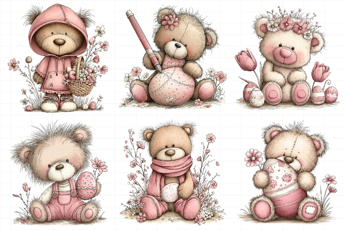 Whimsical Easter Teddy Bear Clipart, an Illustration by Daily.Designs (Photo 7 of 7)