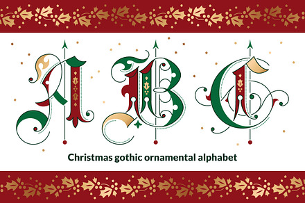 Christmas gothic ornamental alphabet, a Blackletter Font by Imperator_Kot