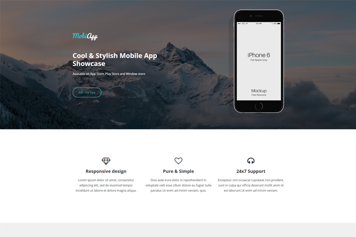 MobiApp - Responsive App Template, a HTML Template by Coderthemes (Photo 1 of 4)