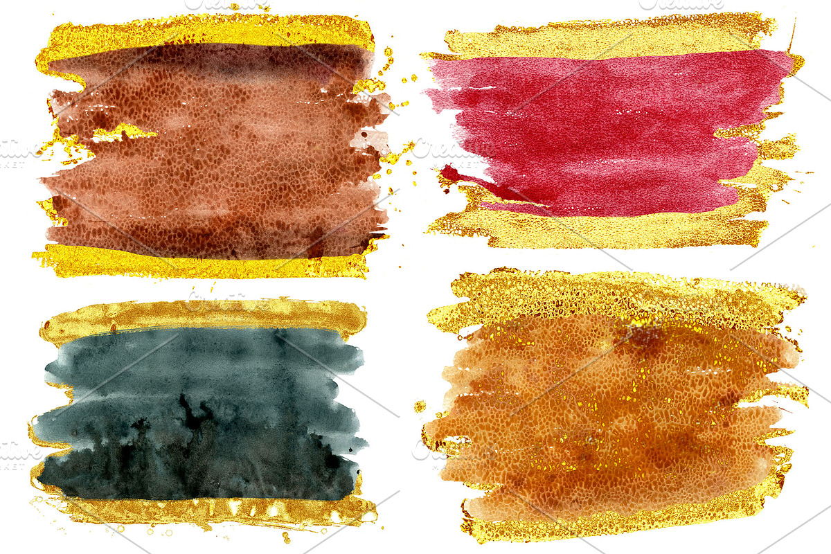 Watercolor Brush Strokes with gold, a Texture Illustration by Watercolor fantasy (Photo 4 of 8)