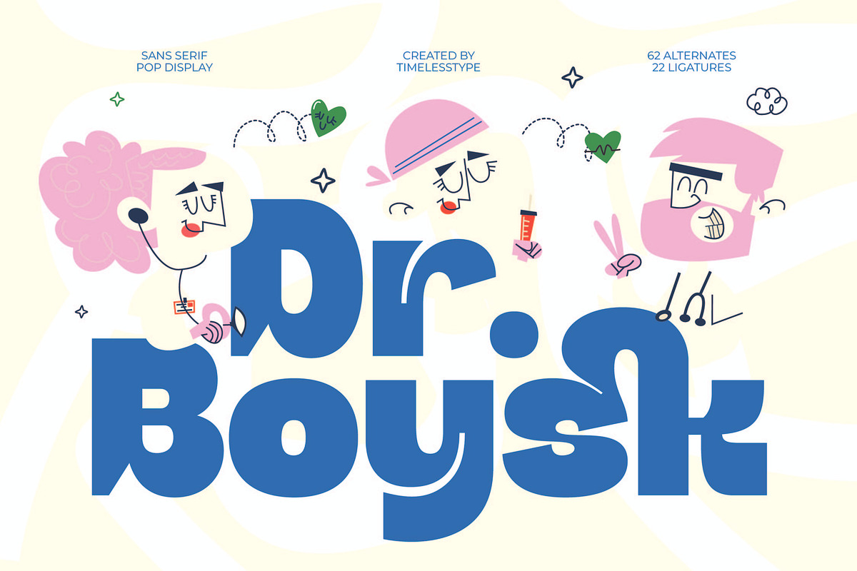 Dr Boysk Modern Pop Display Font, a Sans Serif Font by timelesstype.co (Photo 1 of 15)