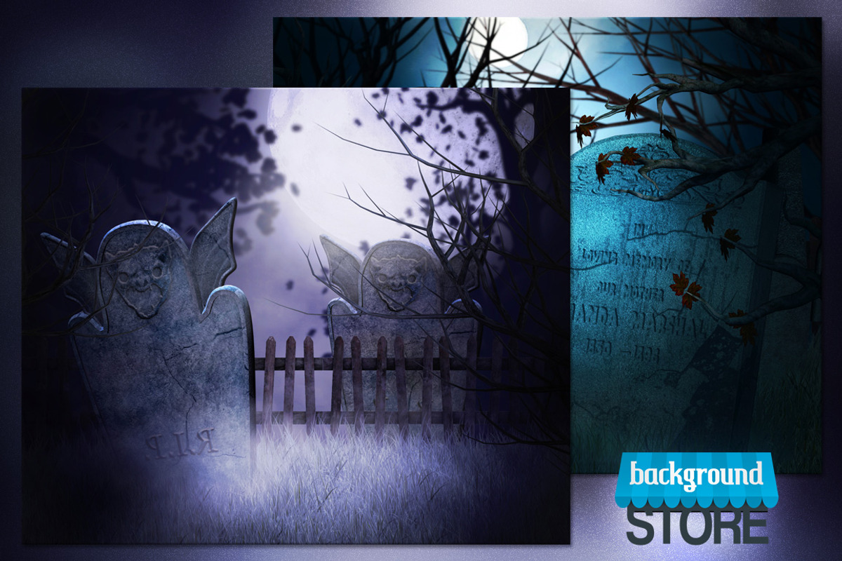Scary Graveyard Backdrop preview 3