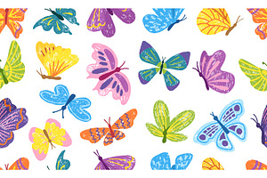 Sketch pencil butterfly seamless, an Animal Illustration by Valerie Bodnar