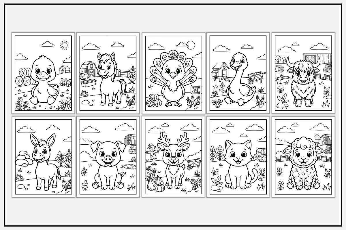 Farm Animals Coloring Pages, an Animal Illustration by Lamia Emad (Photo 2 of 5)