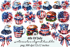 4th Of July Clipart Bundle, an Illustration by Digital Artistic99