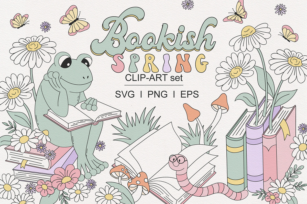Bookish Spring clipart set, an Object Graphic by @olga.angelloz