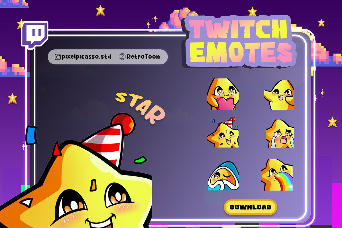 Star Twitch Emotes, an Emoji Icon by Pixel Picasso Studio (Photo 1 of 4)