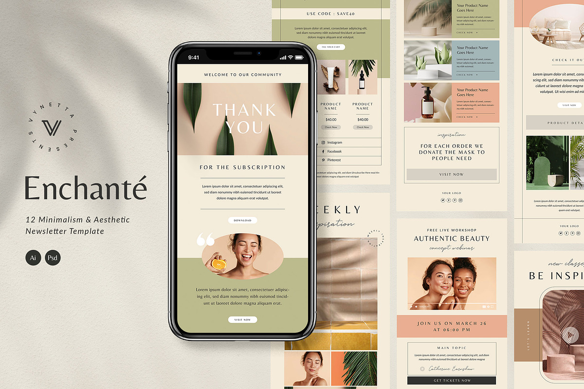 Enchanté Email Newsletter Template, an Email Template by Vynetta (Photo 1 of 7)