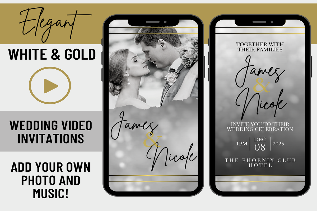 White Gold Video Wedding Invitation, an Invitation Template by LushBury (Photo 1 of 3)