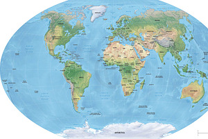 Vector map of world relief, a Graphic by One Stop Map