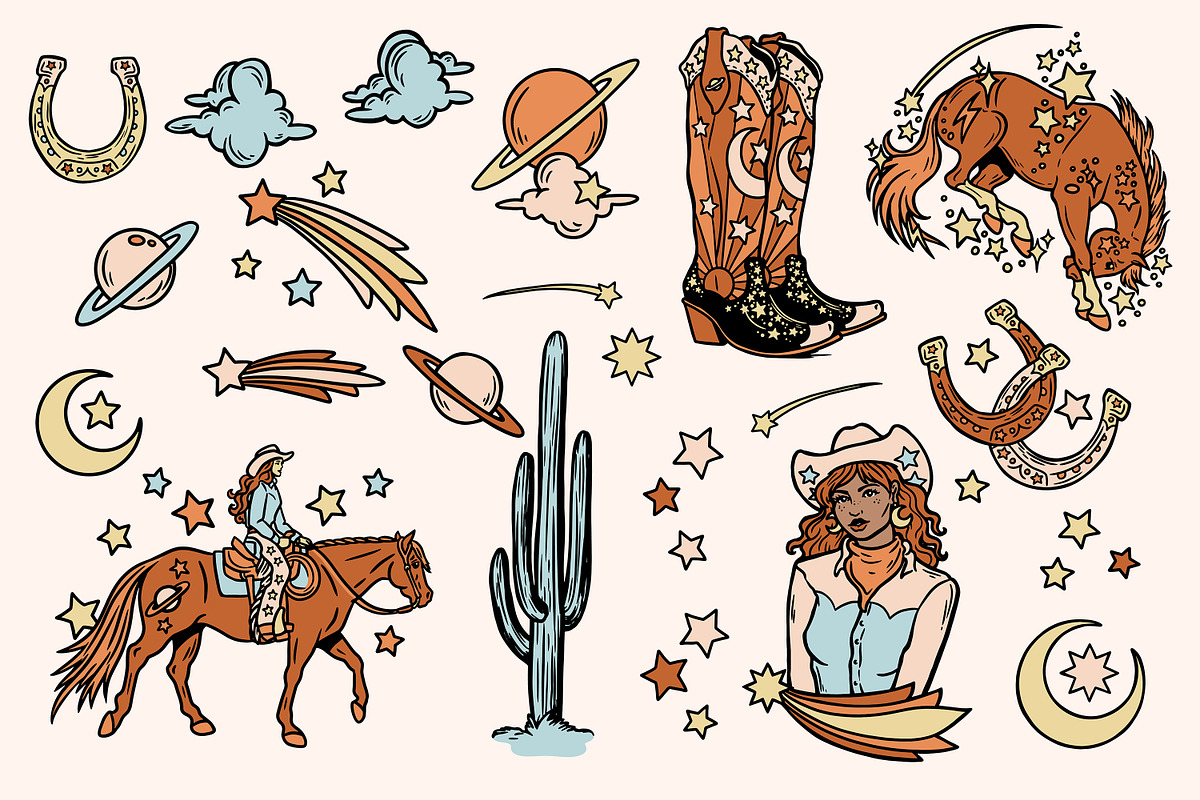 Cosmic Cowgirl – Illustrations, an Illustration by Pony Gold Studio (Photo 3 of 6)